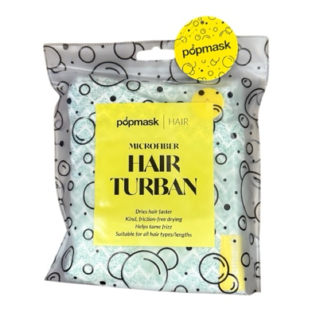 Microfiber Hair Turban - Green and White